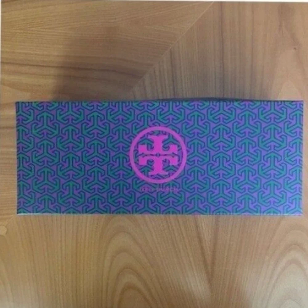 Tory‎ Burch Box for Flip Flops or Shoes Purple Green Patterned